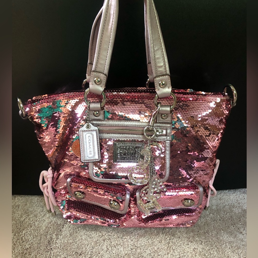 BRAND NEW Pink Coach Sequin Bag Purse